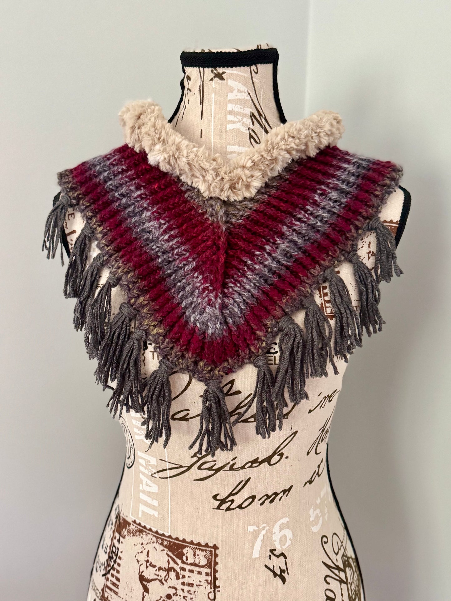 Ember & Ash with Faux Fur Trim - Hand Knitted Neck Warmer