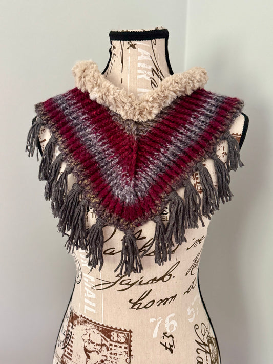 Ember & Ash with Faux Fur Trim - Hand Knitted Neck Warmer