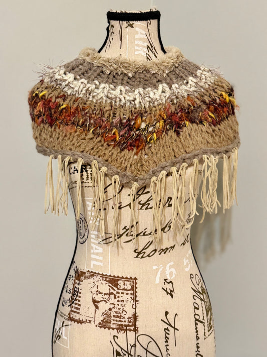Autumn's Last Dance - Hand Knitted Poncho